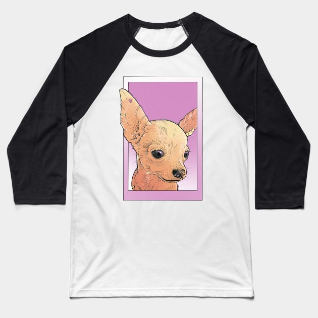 chihuahua girl in pink Baseball T-Shirt by weilertsen